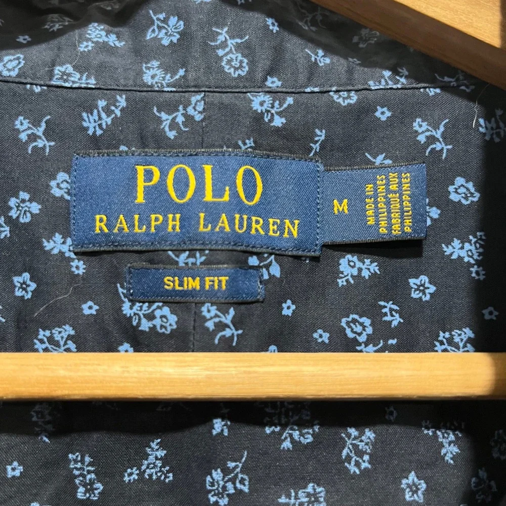 Polo Ralph Lauren Mens Slim‎ Fit Floral Print Button Down Shirt Size Medium